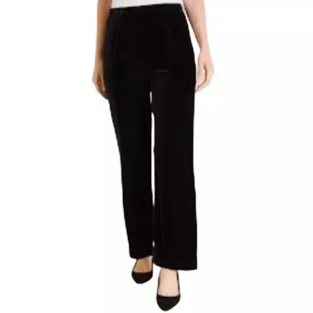 Chico's Private Edition Black Velvet Pull On Dressy Gala Pants 2